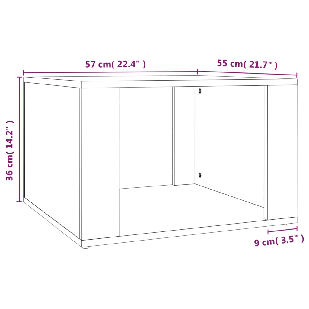 vidaXL Mesita de noche madera contrachapada marrón roble 57x55x36 cm