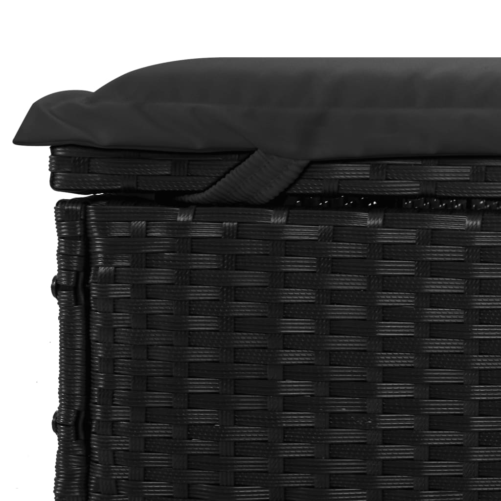 vidaXL Tumbona 2 personas toldo plegable ratán PE negro 213x118x97 cm