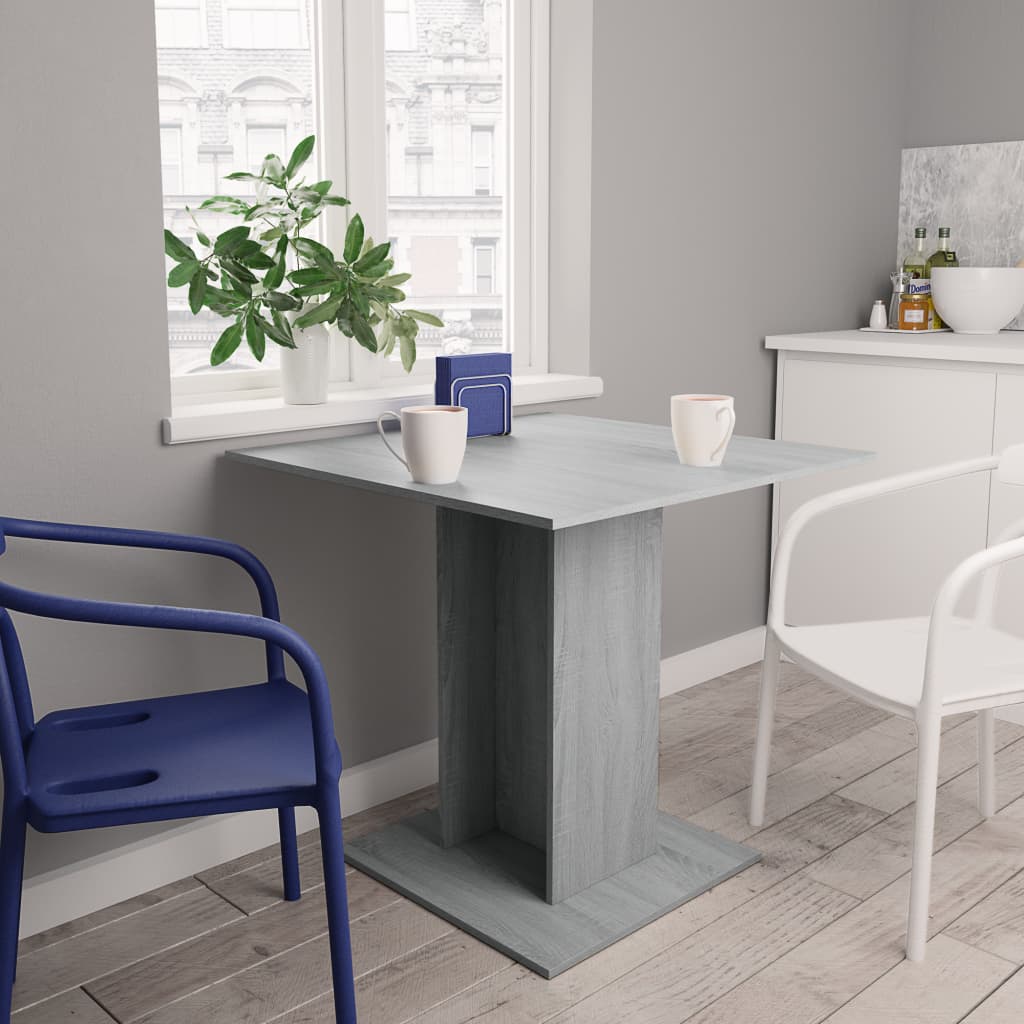 vidaXL Mesa de comedor madera contrachapada gris Sonoma 80x80x75 cm