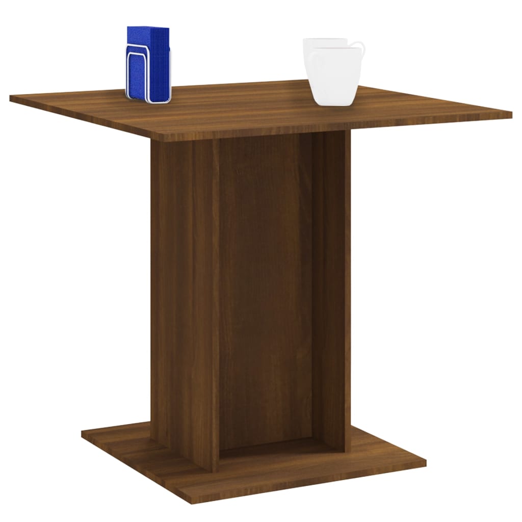 vidaXL Mesa de comedor madera contrachapada roble marrón 80x80x75 cm