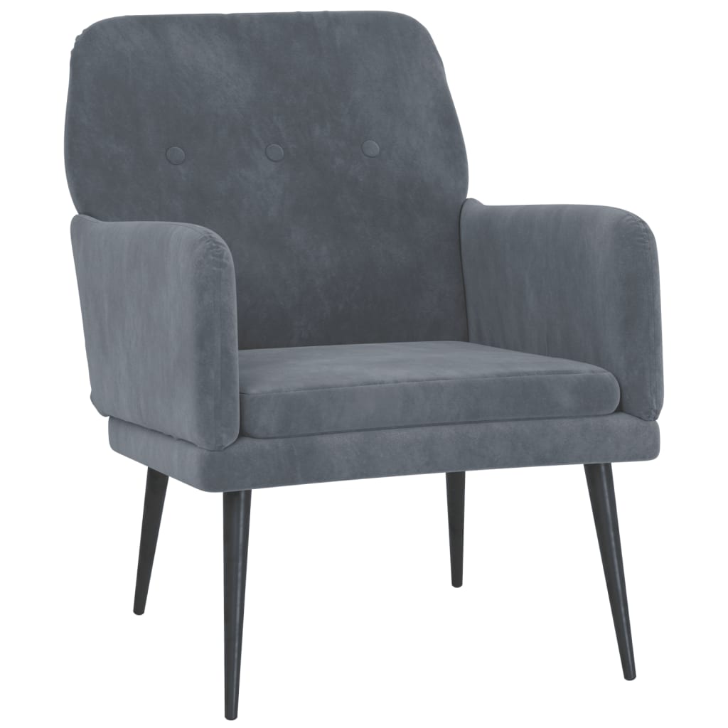 vidaXL Sillón de terciopelo gris oscuro 62x79x79 cm