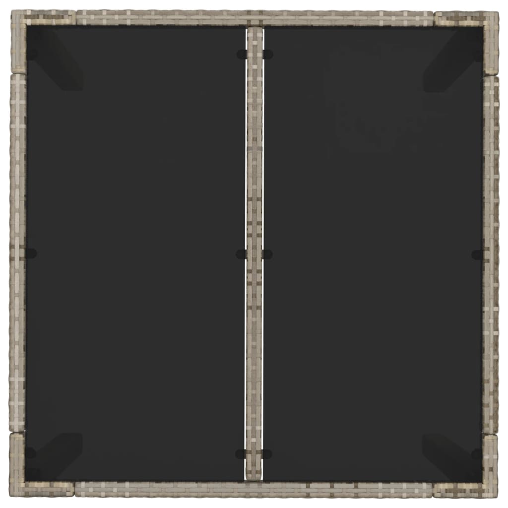 vidaXL Mesa de jardín superficie de vidrio ratán PE gris 90x90x75 cm