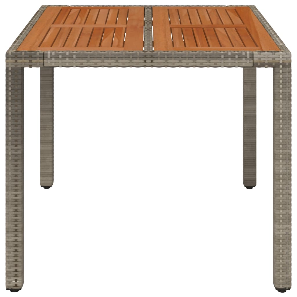 vidaXL Mesa de jardín superficie de madera ratán PE gris 90x90x75 cm