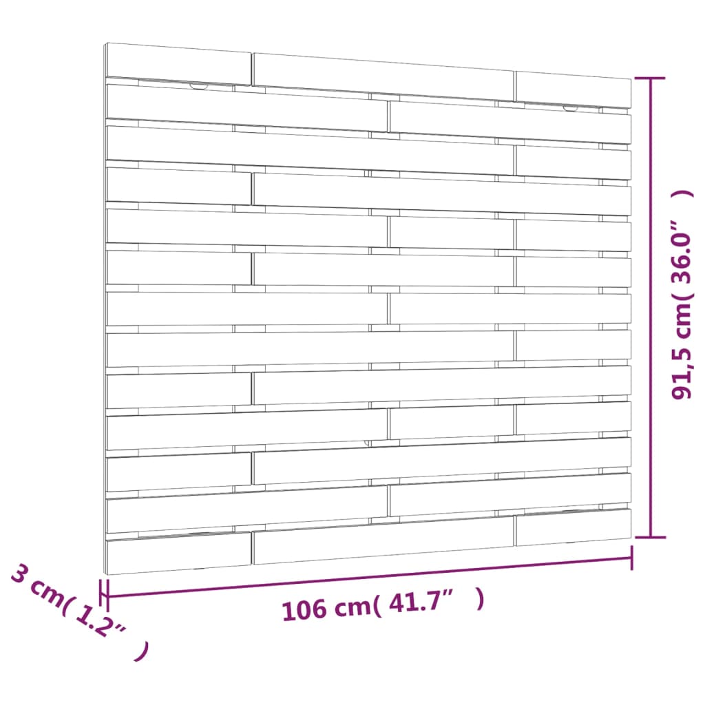 vidaXL Cabecero de cama de pared madera maciza de pino 106x3x91,5 cm