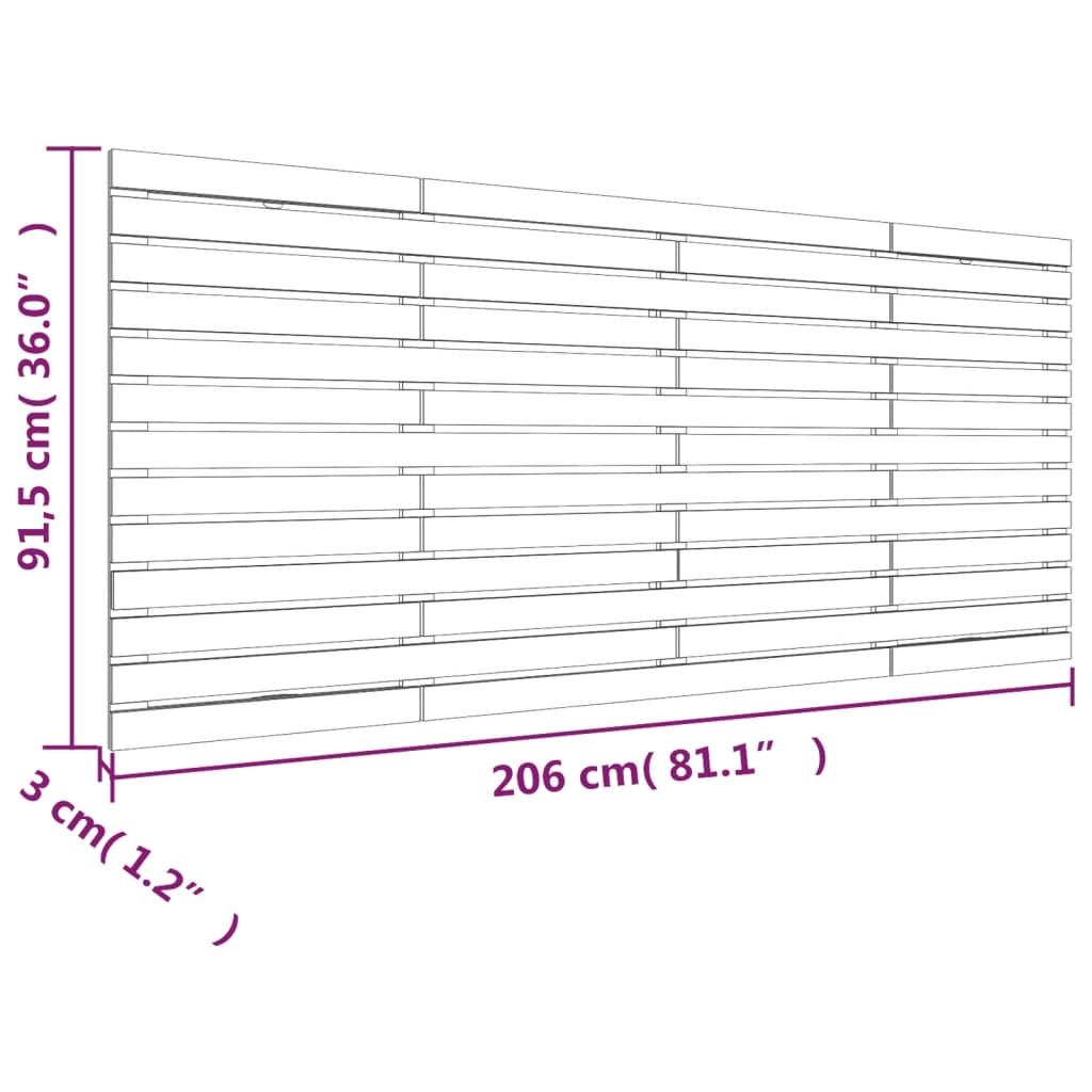 vidaXL Cabecero cama pared madera maciza pino marrón miel 206x3x91,5cm