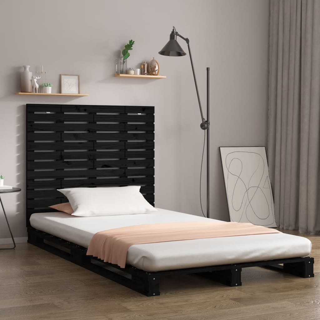 vidaXL Cabecero de cama de pared madera maciza pino negro 96x3x91,5 cm