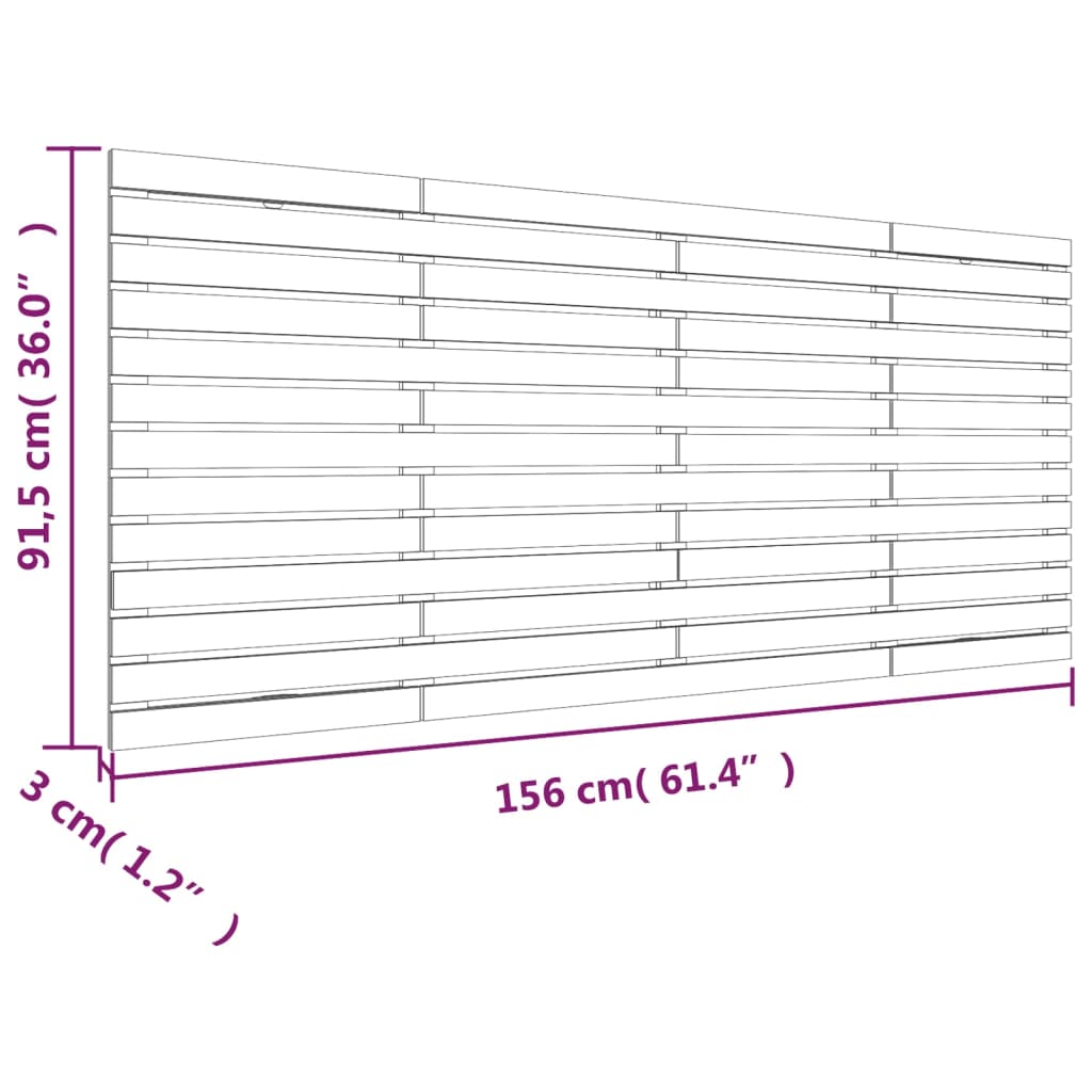 vidaXL Cabecero cama de pared madera maciza pino blanco 156x3x91,5 cm