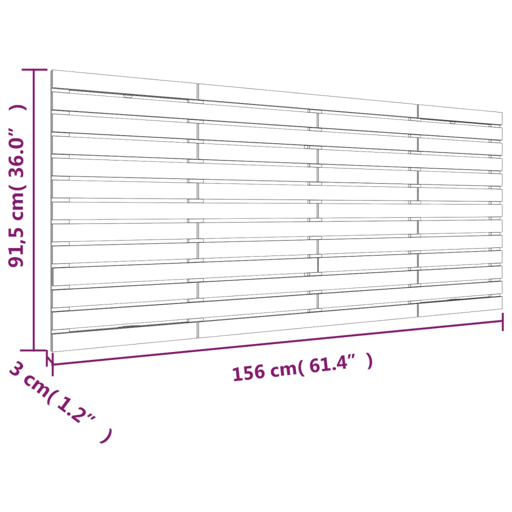 vidaXL Cabecero cama pared madera maciza pino marrón miel 156x3x91,5cm