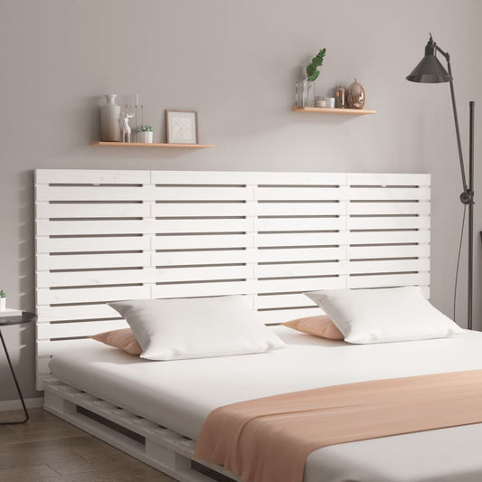 vidaXL Cabecero cama de pared madera maciza pino blanco 166x3x91,5 cm