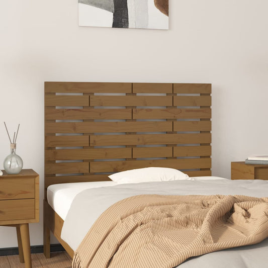 vidaXL Cabecero cama pared madera maciza pino marrón miel 106x3x63 cm