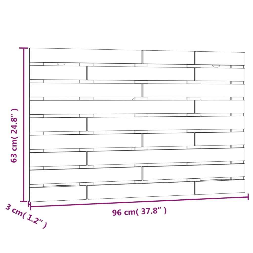 vidaXL Cabecero de cama de pared madera maciza pino blanco 96x3x63 cm