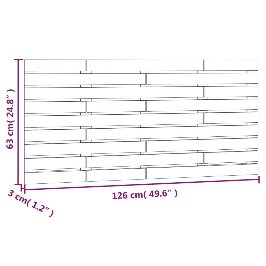 vidaXL Cabecero de cama de pared madera maciza pino negro 126x3x63 cm