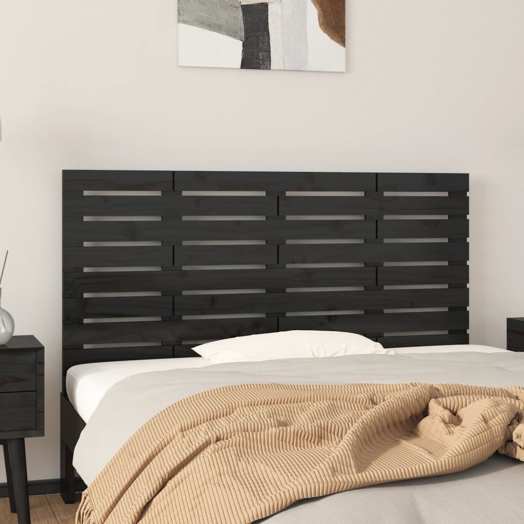 vidaXL Cabecero de cama de pared madera maciza pino negro 126x3x63 cm