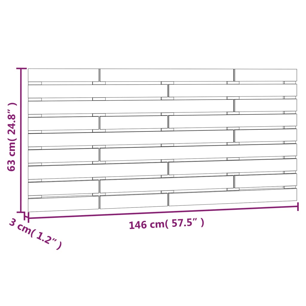 vidaXL Cabecero cama pared madera maciza pino marrón miel 146x3x63 cm