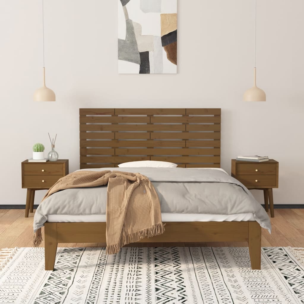 vidaXL Cabecero cama pared madera maciza pino marrón miel 156x3x63 cm