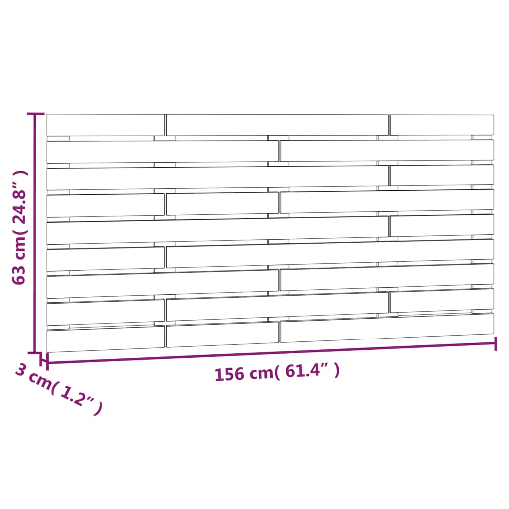 vidaXL Cabecero cama pared madera maciza pino marrón miel 156x3x63 cm