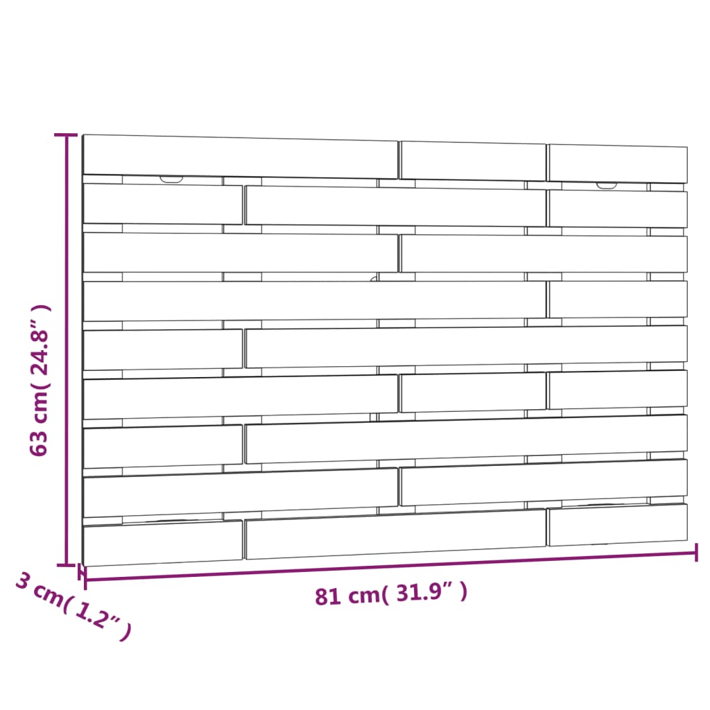 vidaXL Cabecero de cama de pared madera maciza pino gris 81x3x63 cm