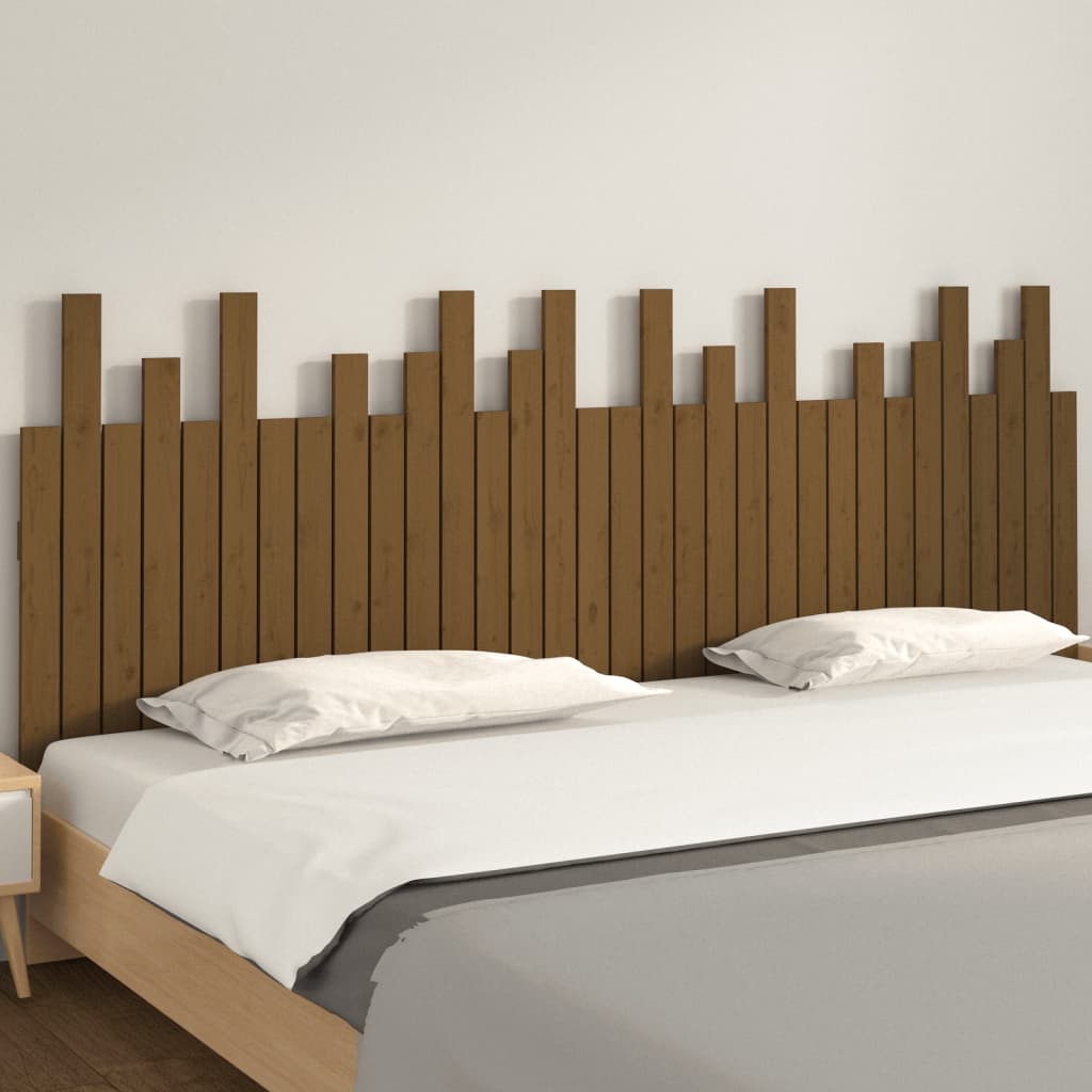 vidaXL Cabecero cama pared madera maciza pino marrón miel 204x3x80 cm