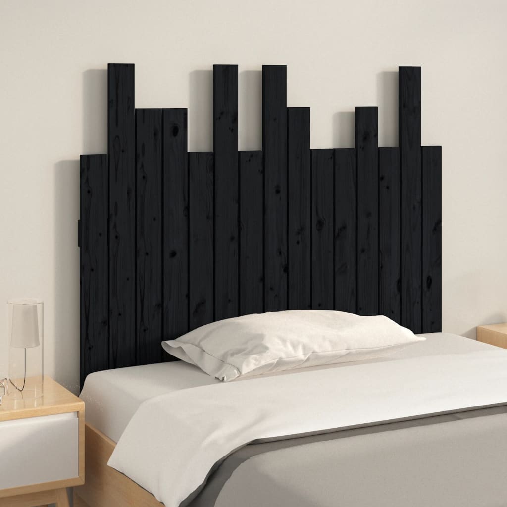 vidaXL Cabecero de cama de pared madera maciza pino negro 95,5x3x80 cm