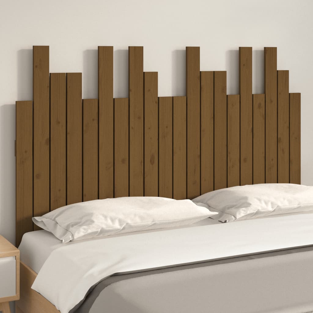 vidaXL Cabecero cama pared madera maciza pino marrón miel 127,5x3x80cm