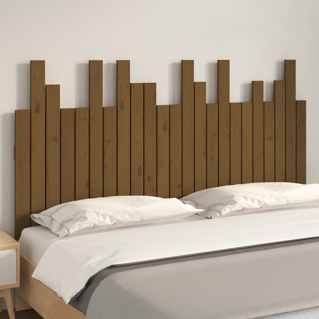 vidaXL Cabecero cama pared madera maciza pino marrón miel 146,5x3x80cm