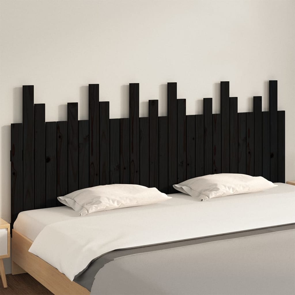 vidaXL Cabecero de cama de pared madera maciza pino negro 185x3x80 cm