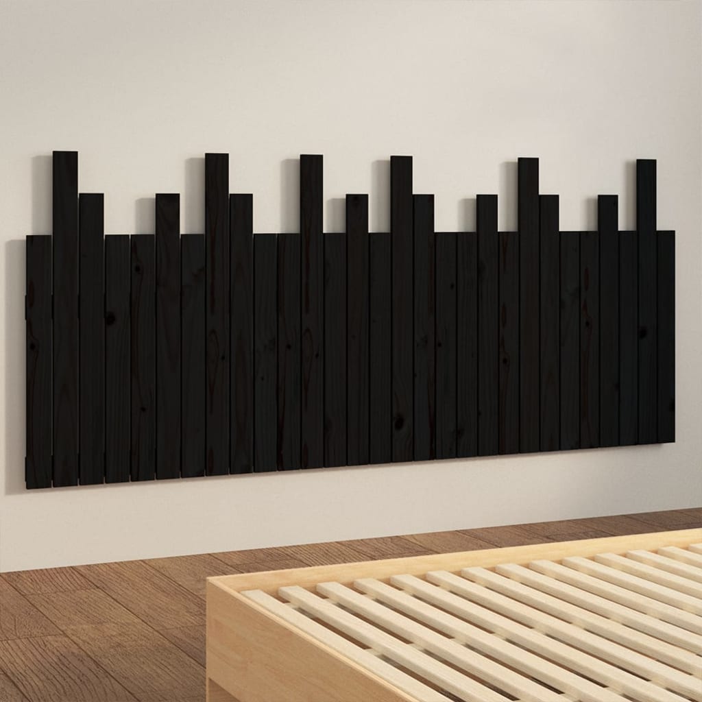 vidaXL Cabecero de cama de pared madera maciza pino negro 185x3x80 cm