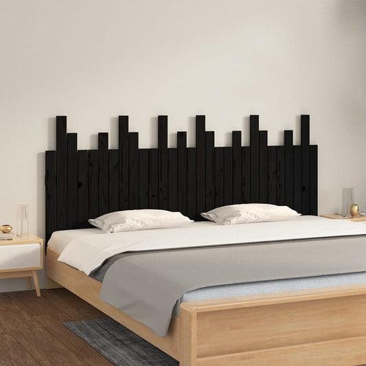 vidaXL Cabecero de cama de pared madera maciza pino negro 185x3x80 cm