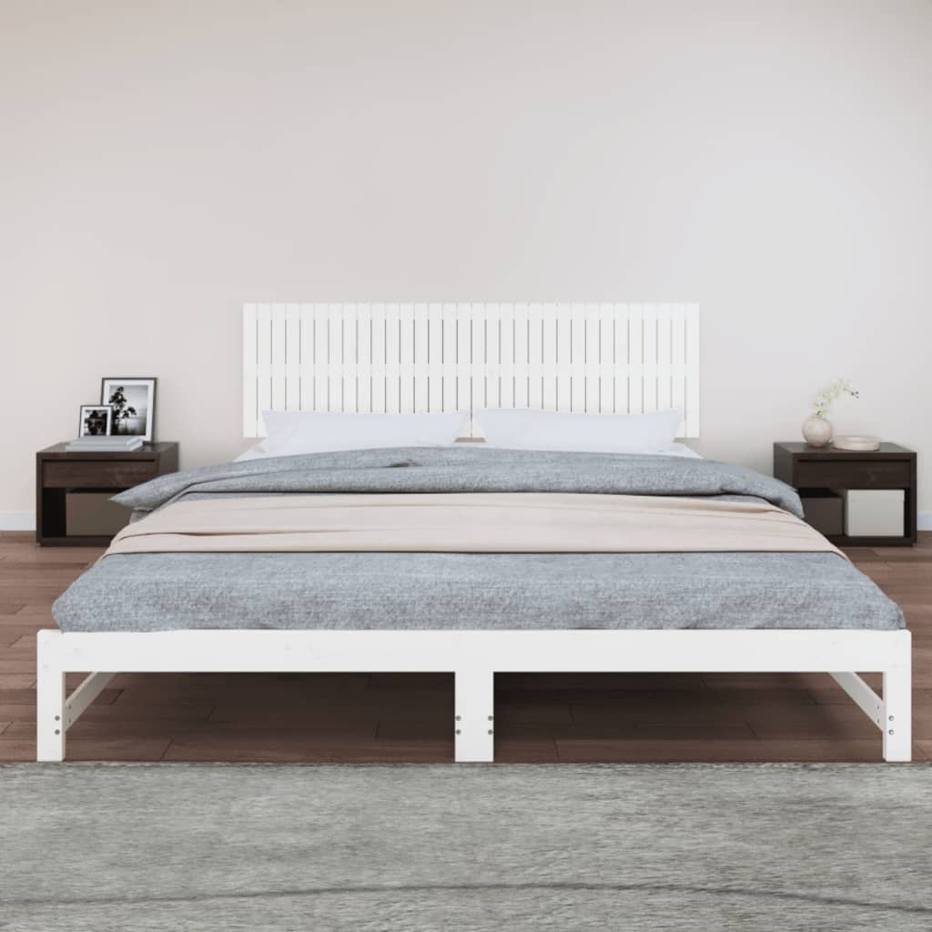 vidaXL Cabecero de cama pared madera maciza pino blanco 204x3x60 cm