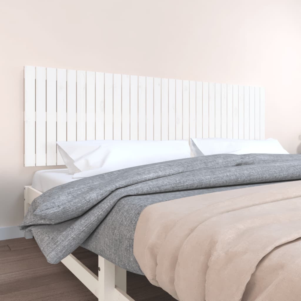 vidaXL Cabecero de cama pared madera maciza pino blanco 204x3x60 cm