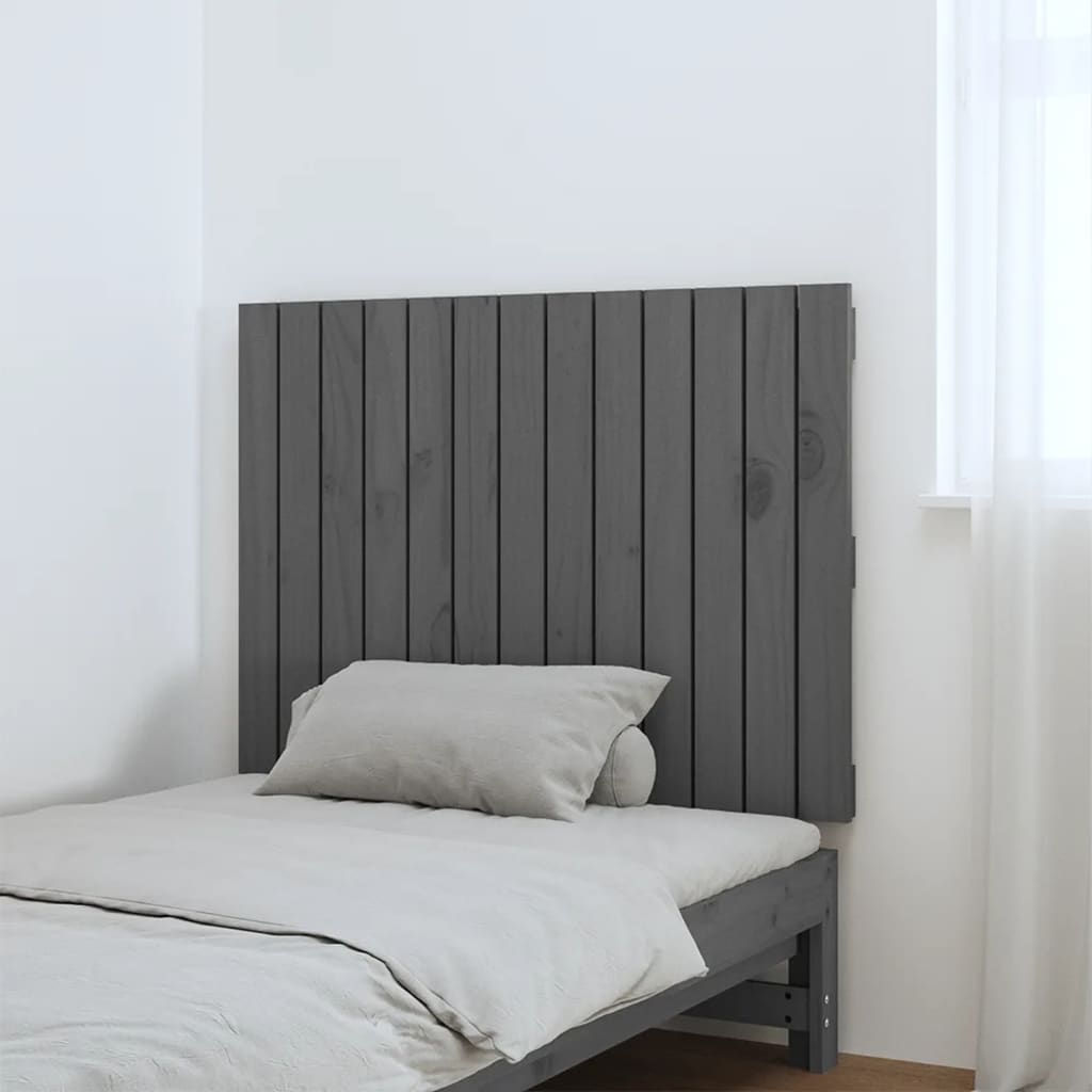 vidaXL Cabecero de cama de pared madera maciza pino gris 82,5x3x60 cm