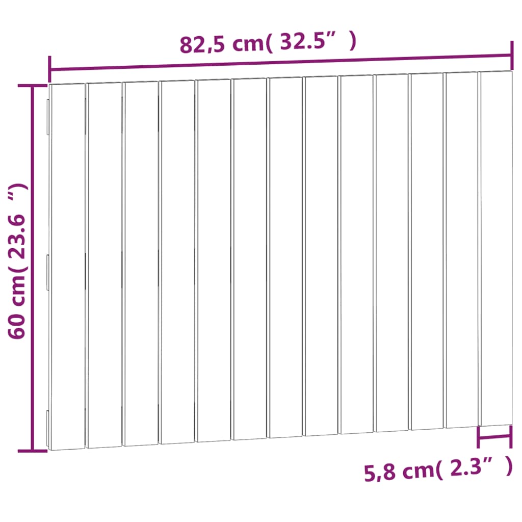 vidaXL Cabecero de cama de pared madera maciza pino gris 82,5x3x60 cm