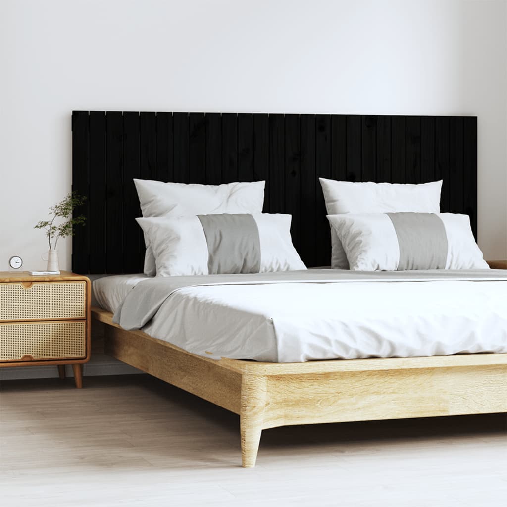 vidaXL Cabecero de cama de pared madera maciza pino negro 166x3x60 cm