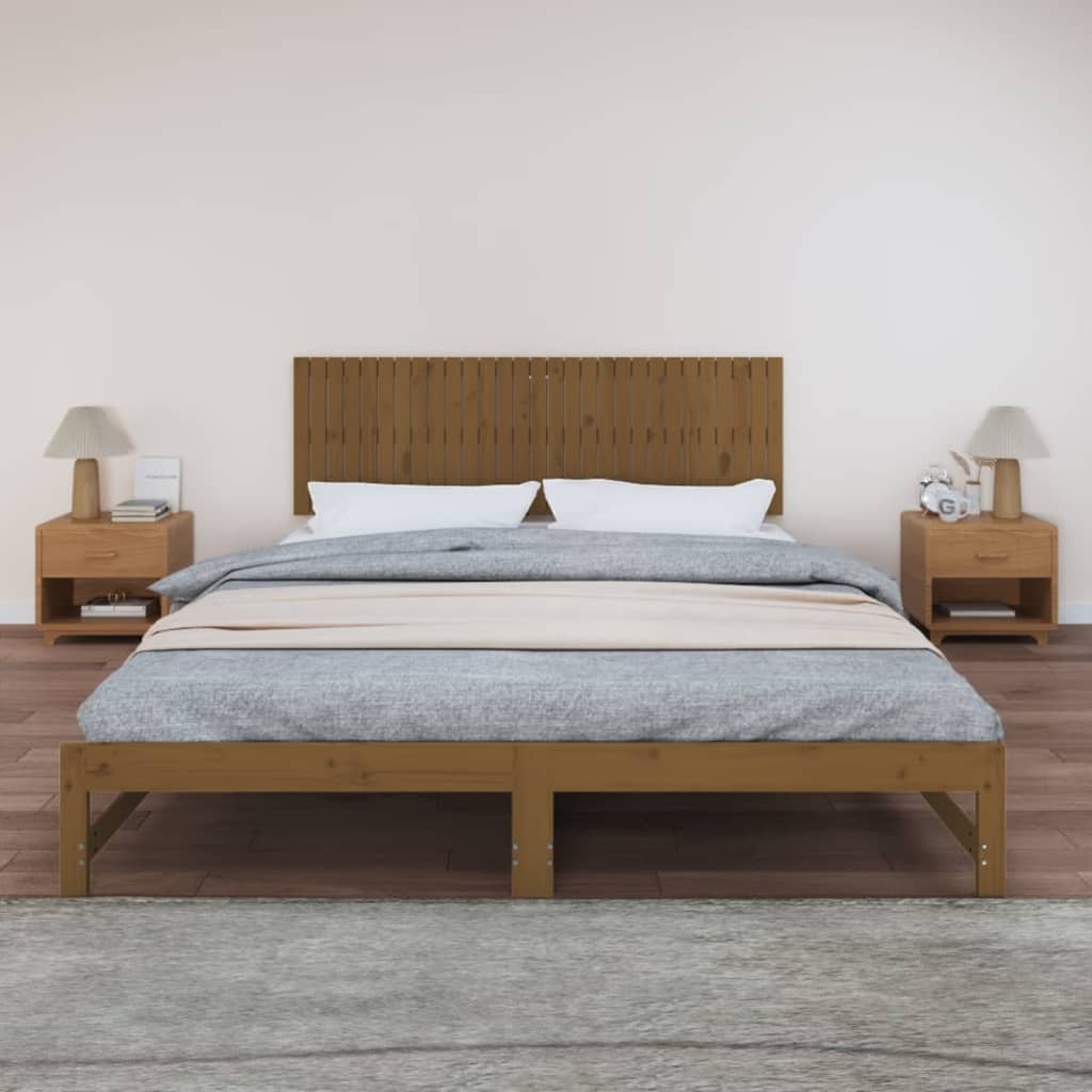 vidaXL Cabecero cama pared madera maciza pino marrón miel 185x3x60 cm