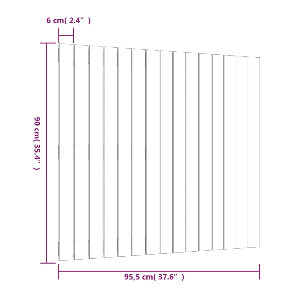 vidaXL Cabecero de cama de pared madera maciza de pino 95,5x3x90 cm