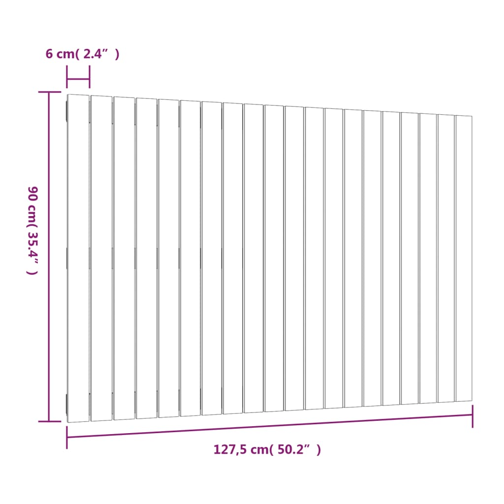 vidaXL Cabecero de cama de pared madera maciza de pino 127,5x3x90 cm