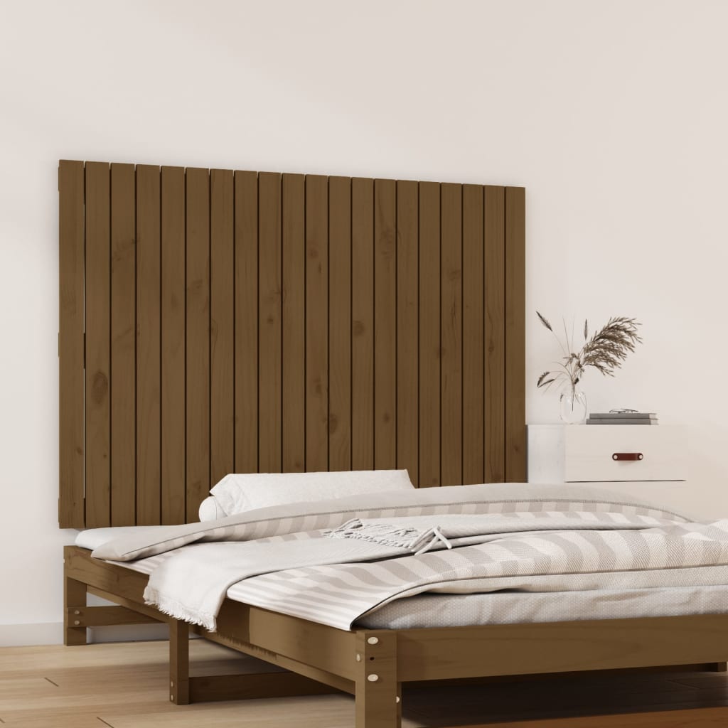 vidaXL Cabecero cama pared madera maciza pino marrón miel 127,5x3x90cm