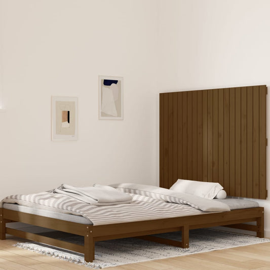 vidaXL Cabecero cama pared madera maciza pino marrón miel 127,5x3x90cm