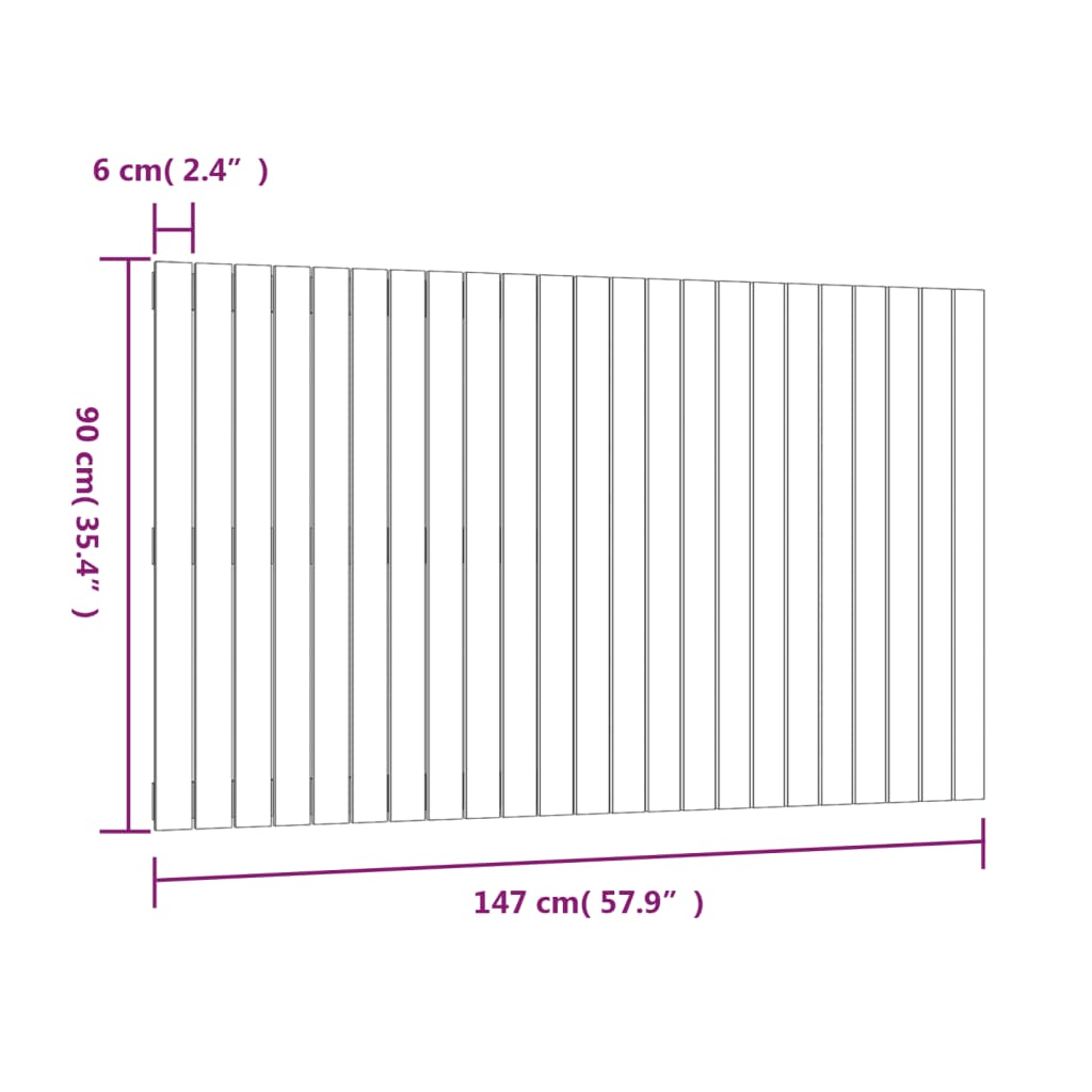 vidaXL Cabecero de cama de pared madera maciza pino gris 147x3x90 cm