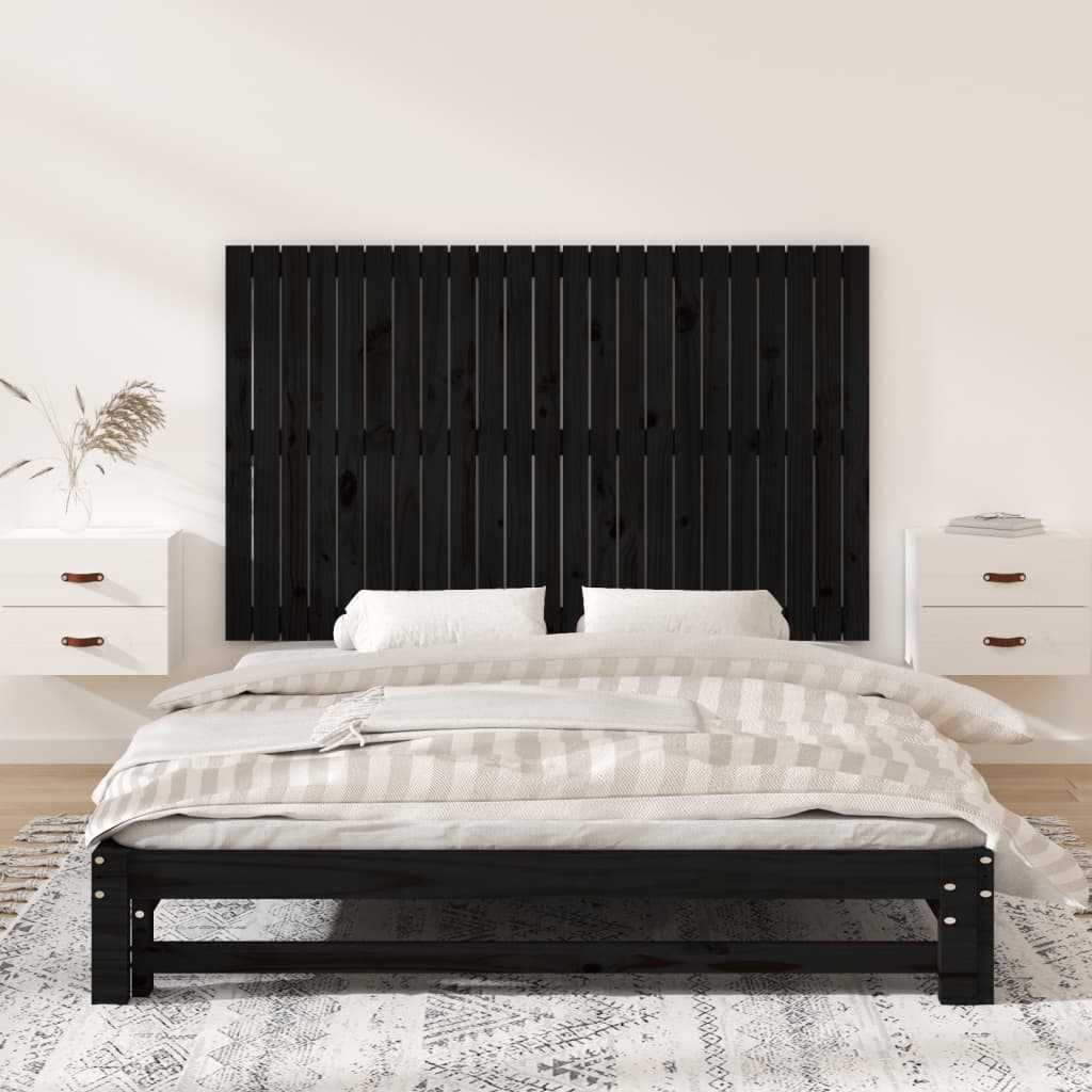 vidaXL Cabecero de cama de pared madera maciza pino negro 147x3x90 cm