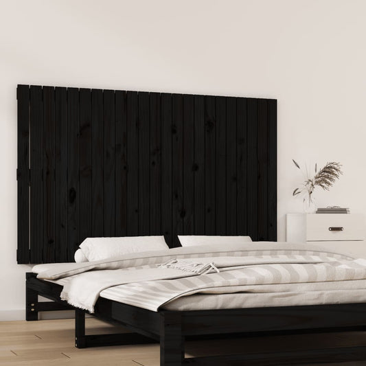 vidaXL Cabecero de cama de pared madera maciza pino negro 147x3x90 cm