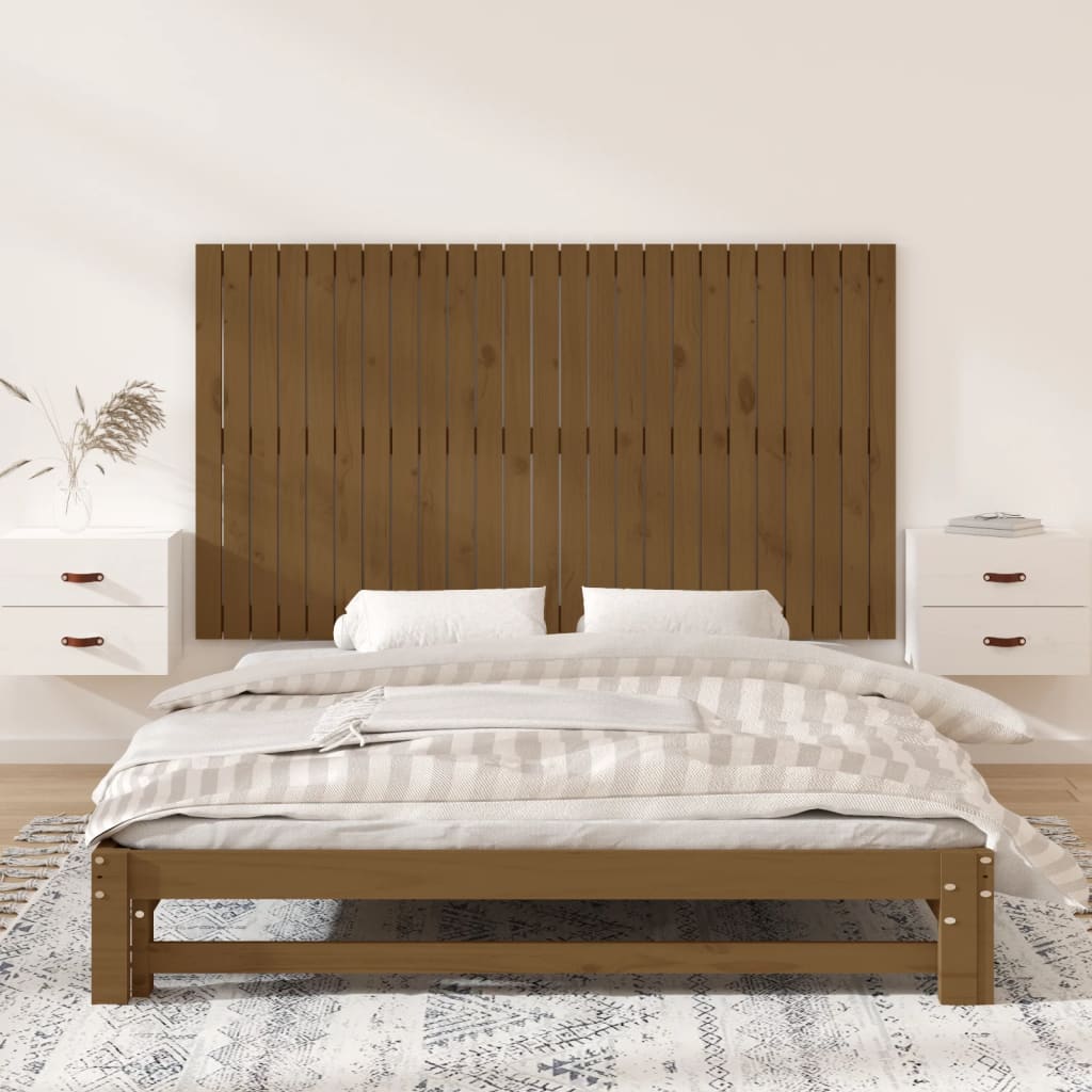 vidaXL Cabecero cama pared madera maciza pino marrón miel 159,5x3x90cm