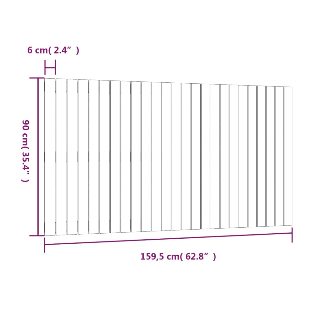 vidaXL Cabecero cama pared madera maciza pino marrón miel 159,5x3x90cm