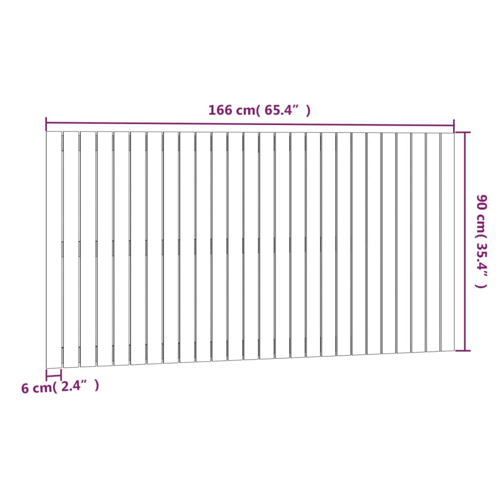 vidaXL Cabecero de cama de pared madera maciza de pino 166x3x90 cm