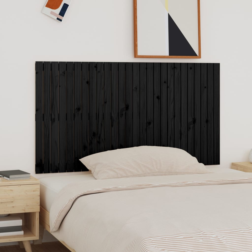 vidaXL Cabecero de cama de pared madera maciza pino negro 166x3x90 cm