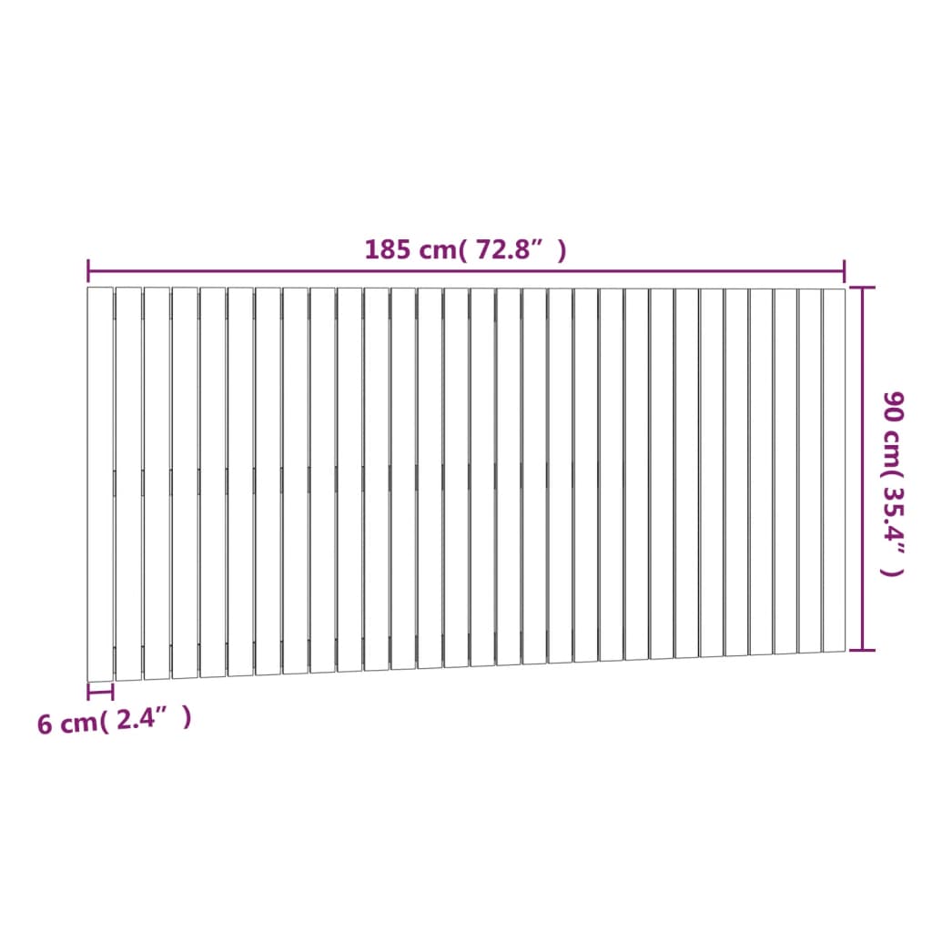 vidaXL Cabecero cama pared madera maciza pino marrón miel 185x3x90 cm