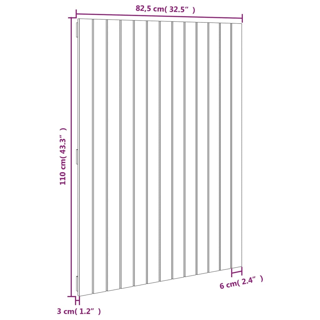 vidaXL Cabecero cama pared madera maciza pino marrón miel 82,5x3x110cm