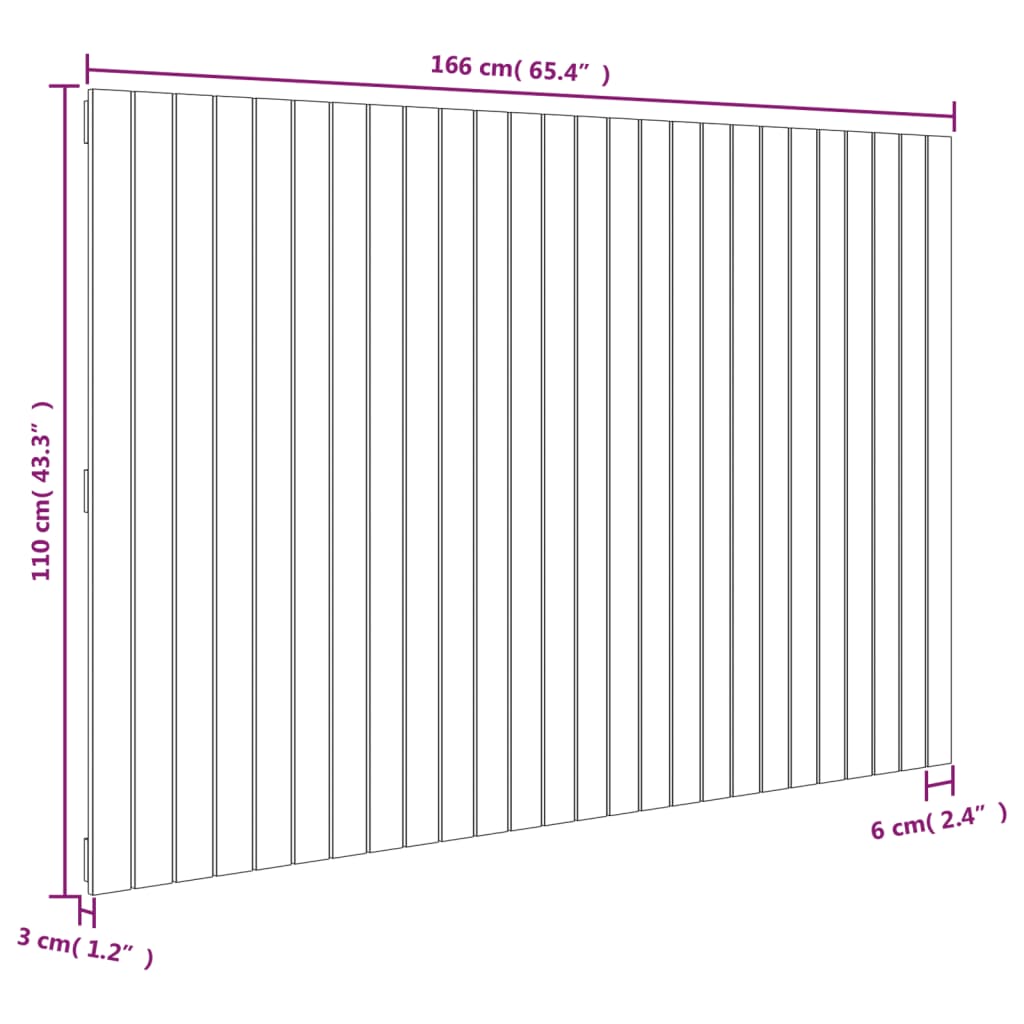 vidaXL Cabecero de cama de pared madera maciza pino blanco 166x3x110cm