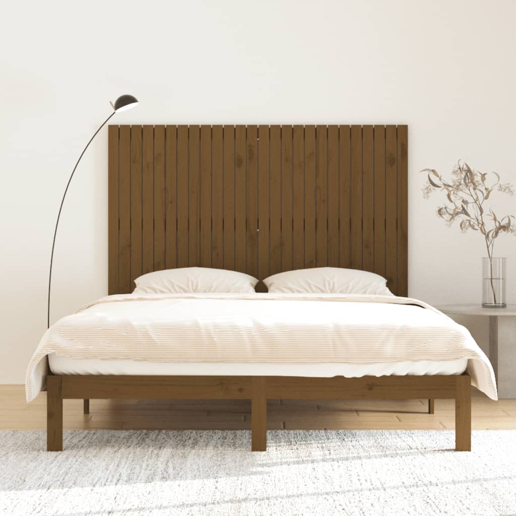 vidaXL Cabecero cama pared madera maciza pino marrón miel 166x3x110 cm