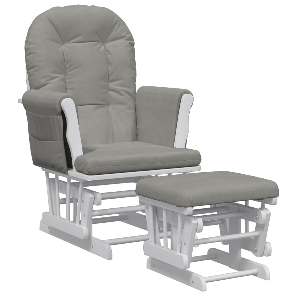 vidaXL Sillón de lactancia con taburete tela gris claro